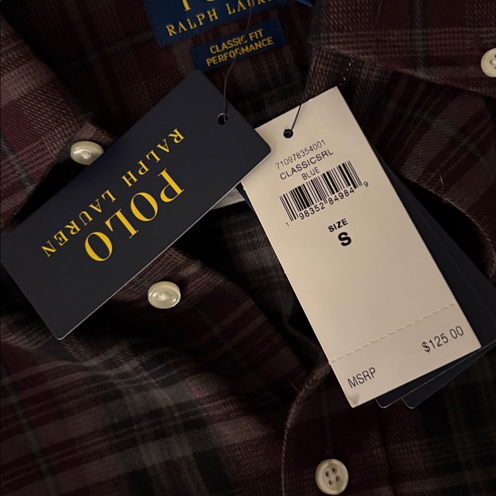 NWT Polo by Ralph Lauren Men’s Maroon Plaid Button-Down Shirt